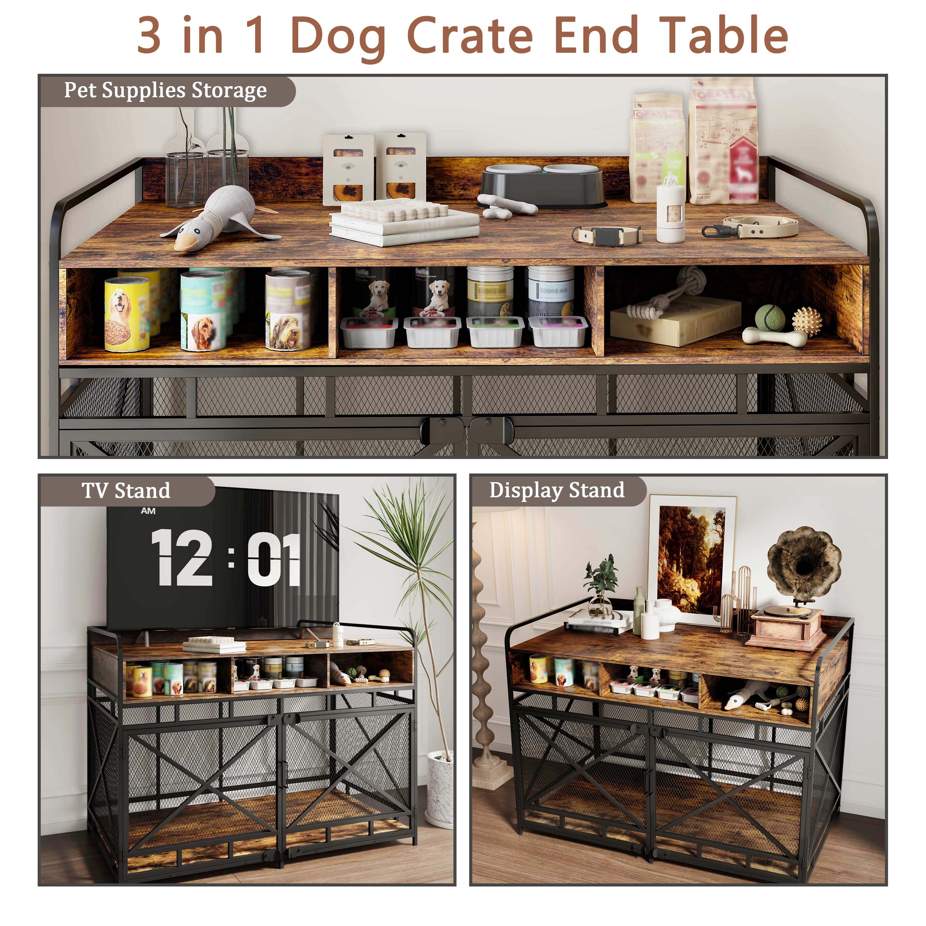 48" Heavy Duty Wooden Dog Crate End Table