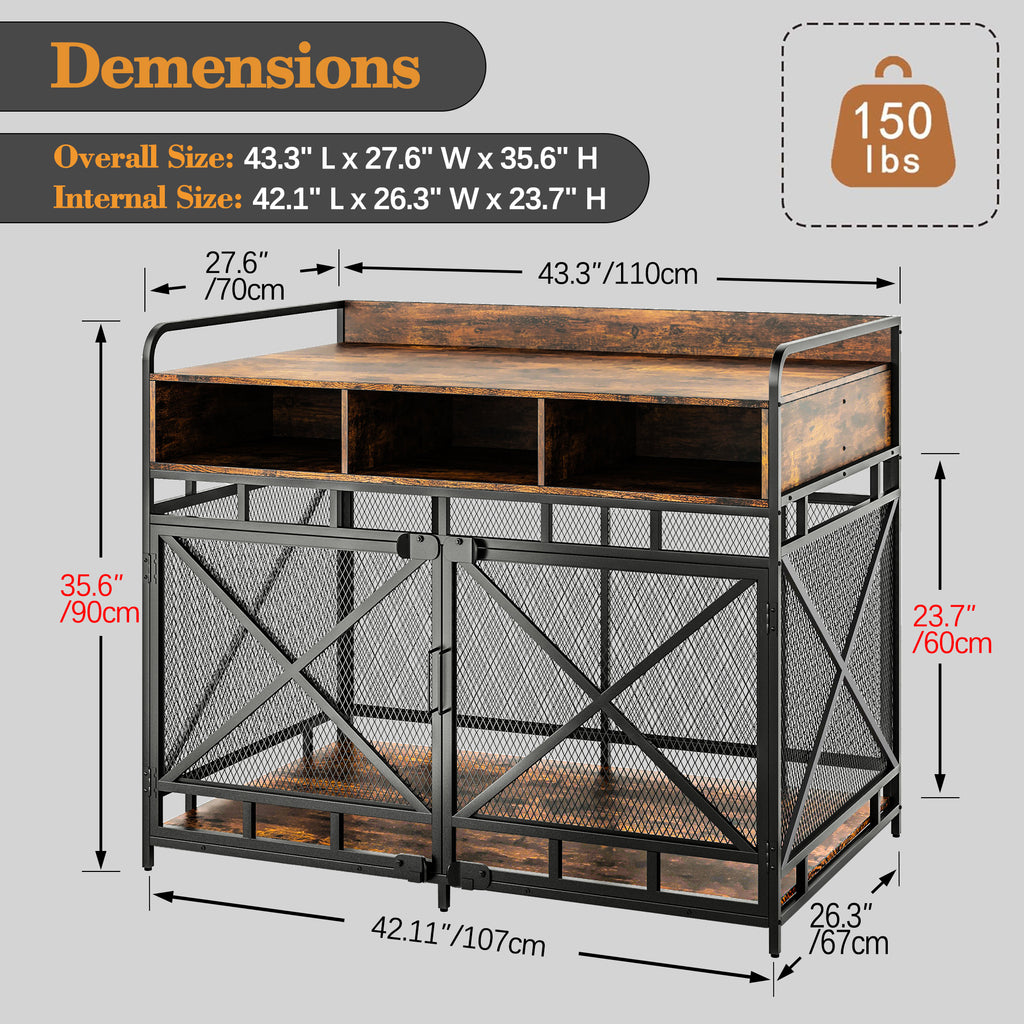 43" Heavy Duty Wooden Dog Crate End Table,